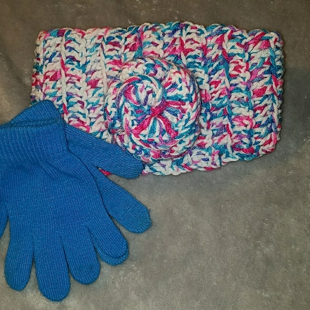 Girls headband ear warmer and mittens